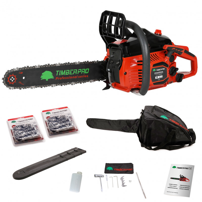 Tronçonneuse thermique Timberpro 38.2 cm³, puissance 1.9 cv, guide 35 cm +  2 chaines Materiel de Jadinage | materieljardinage.f