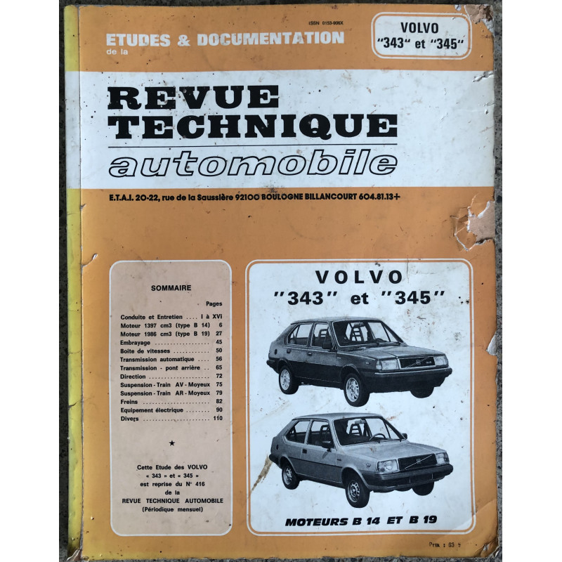 Revue technique automobile Volvo 343 et 345 moteurs B14 et B 19 n° 4161