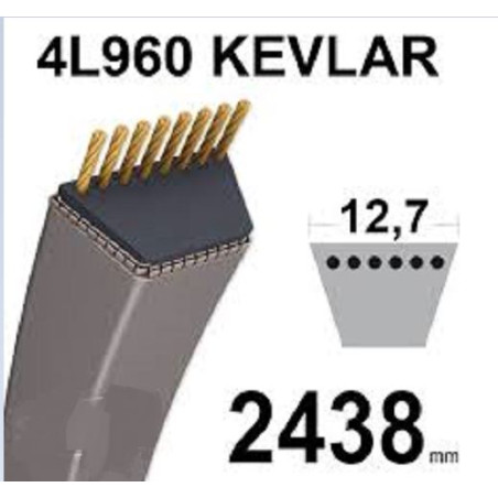 Courroie Trapézoïdale Double V Type 4 - 12,7 X 2286 Mm - Pour Tondeuse Autoportée, Vert - Ratioparts - 10