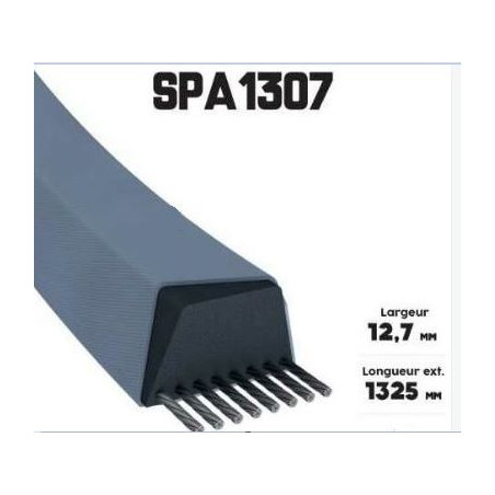 Courroie Trapézoïdale Etroite Lisse - Série SPA - 12,7MM SPA 1307 - 1307Ld/1325La : Transmission et Mécanique Courroie Trapézoïdale Etroite Lisse - Série SPA - 12,7MM SPA 1307 - 1307Ld/1325La : Transmission et Mécanique
